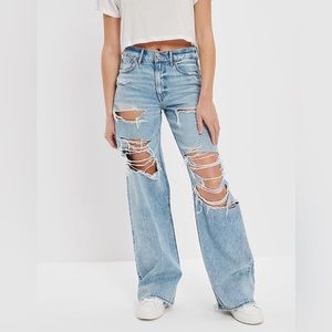 American Eagle- Ripped Super High Rise Baggy Wideleg Jeans- Sz. 2 S